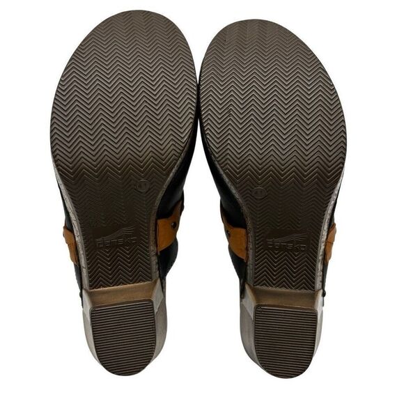 Dansko Black Brown Leather Heeled Clogs Mule Heels Size 41 / US 11 - Picture 8 of 10
